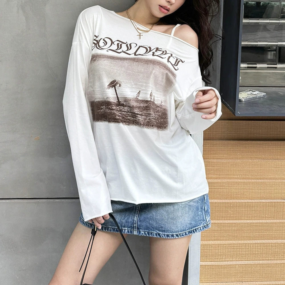 ZARA Summer Solid Loose Street Fashion Slant Collar Long Sleeve Tunic